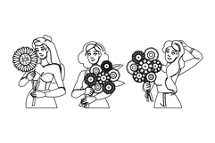 growth sunflower woman vector Product Image 1