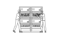 connection technician connecting cable vector Product Image 1