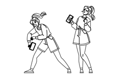 cracked woman broken phone vector Product Image 1