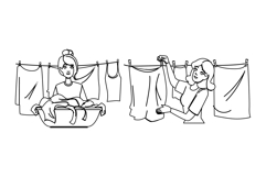 dry woman hanging clothes vector Product Image 1