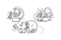 multitasking woman laptop planning vector Product Image 1