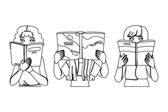 book woman reading hiding vector Product Image 1