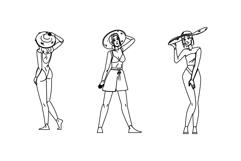 sun woman straw hat vector Product Image 1