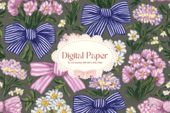 Bow Ribbon Background Bow Digital Paper Pattern Wallpaper_68 Product Image 1
