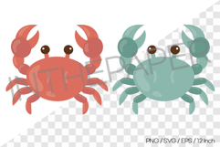 Red and Teal Crab Vector Clipart Illustration Sea Animal Product Image 1
