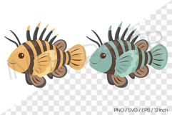 Orange and Teal Lionfish Vector Clipart IllustrationAnimal Product Image 1