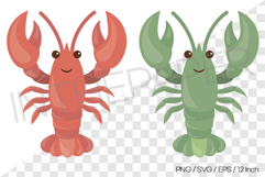 Red and Green Lobster Vector Clipart Illustration Sea Animal Product Image 1