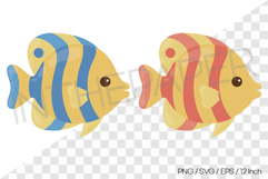 Blue, Red Tropical Fish Vector Clipart Illustration Animal Product Image 1