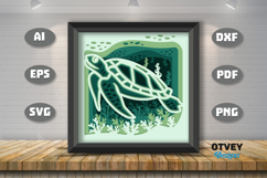 Turtle in a seabed atmosphere 3D Layered Papercut Product Image 1