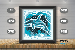 Dolphin in a seabed atmosphere 3D Layered Papercut Product Image 1