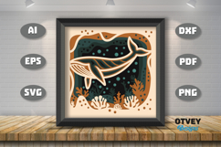 Whale in a seabed atmosphere 3D Layered Papercut Product Image 1