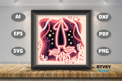 Squid in a seabed atmosphere 3D Layered Papercut Product Image 1