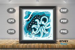 Octopus in a seabed atmosphere 3D Layered Papercut Product Image 1