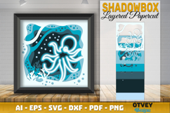 Octopus in a seabed atmosphere 3D Layered Papercut Product Image 2