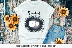 funny sea urchin illustration shown on a t-shirt
