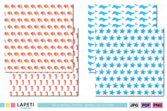 Colorful sea animal pattern digital paper for kids crafts