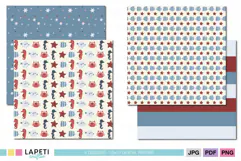 Sea creature scrapbook paper with seahorses crabs fish and starfish