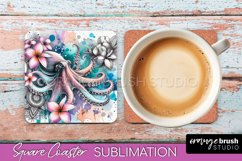 Sea Animals Coaster Sublimation - Beach Square Coaster PNG Product Image 1