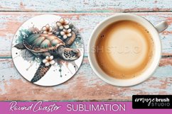 Sea Animals Coaster Sublimation - Beach Round Coaster PNG Product Image 1