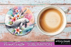 Sea Animals Coaster Sublimation - Beach Round Coaster PNG Product Image 1