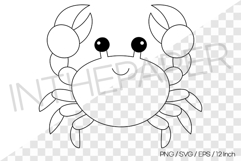 Crab Outline Coloring Page Clipart SVG EPS PNG Sea Animal Product Image 1