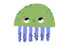 Cute Sea Creatures Clipart: 16 Hand-Drawn Jellyfish Octopus Product Image 2