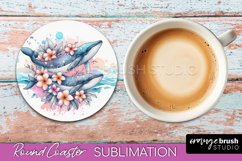 Sea Animals Coaster Sublimation - Beach Round Coaster PNG Product Image 1