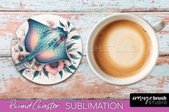 Sea Animals Coaster Sublimation - Beach Round Coaster PNG Product Image 1