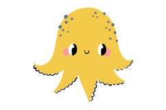 Cute Sea Creatures Clipart: 16 Hand-Drawn Jellyfish Octopus Product Image 9