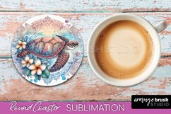 Sea Animals Coaster Sublimation - Beach Round Coaster PNG Product Image 1