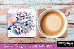 Sea Animals Coaster Sublimation - Beach Square Coaster PNG Product Image 1