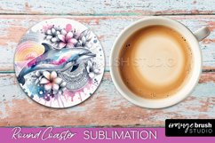 Sea Animals Coaster Sublimation - Beach Round Coaster PNG Product Image 1
