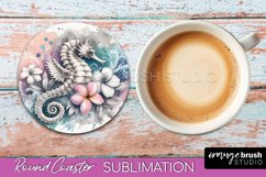 Sea Animals Coaster Sublimation - Beach Round Coaster PNG Product Image 1