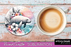 Sea Animals Coaster Sublimation - Beach Round Coaster PNG Product Image 1