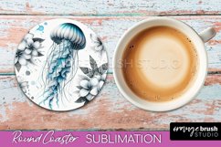 Sea Animals Coaster Sublimation - Beach Round Coaster PNG Product Image 1