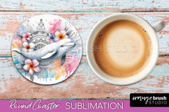 Sea Animals Coaster Sublimation - Beach Round Coaster PNG Product Image 1