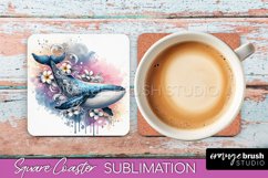 Sea Animals Coaster Sublimation - Beach Square Coaster PNG Product Image 1