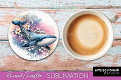 Sea Animals Coaster Sublimation - Beach Round Coaster PNG Product Image 1