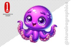 Cute Octapus Clipart - PNG File Product Image 1