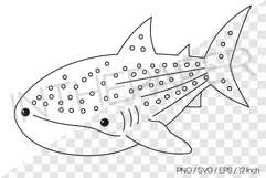 Humpback Whale Outline Coloring Page Clipart SVG EPS PNG Sea Product Image 1