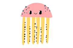 Cute Sea Creatures Clipart: 16 Hand-Drawn Jellyfish Octopus Product Image 5