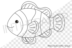 Clownfish Outline Coloring Page Clipart SVG EPS PNG Animal Product Image 1