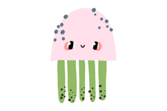 Cute Sea Creatures Clipart: 16 Hand-Drawn Jellyfish Octopus Product Image 6
