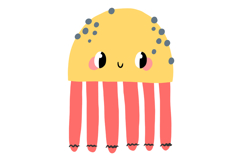 Cute Sea Creatures Clipart: 16 Hand-Drawn Jellyfish Octopus Product Image 7