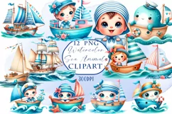 Marine clipart - ships and captains PNG Product Image 2