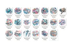 Sea Animals Coaster Sublimation - Beach Round Coaster Bundle
