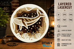 Whale Sea Animals Mandala 3D Layered Lasercut Product Image 1