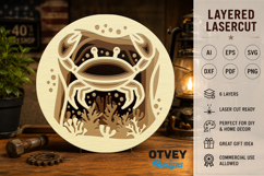 Crab Sea Animals Mandala 3D Layered Lasercut Product Image 2