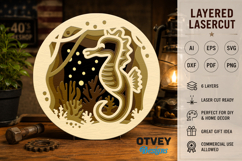 Sea Horse Animals Mandala 3D Layered Lasercut Product Image 2