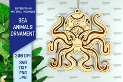 Octopus Ornament Laser Cut. Wooden Sea Animals SVG Product Image 1